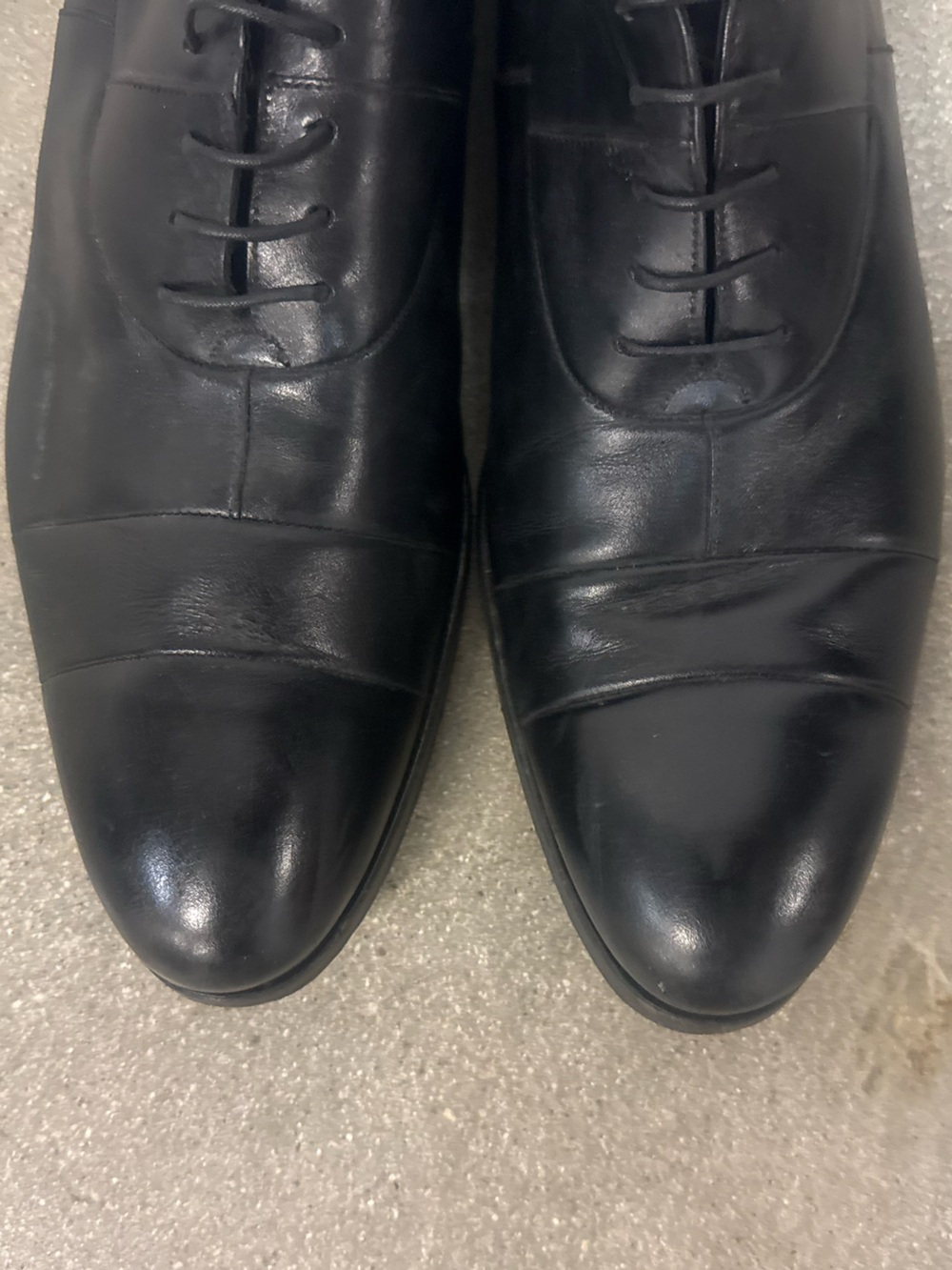 AUTHENTIC PRADA MENS CAP-TOE LEATHER OXFORD DRESS SHOES, SIZE US 9.5, BLACK - Picture 7 of 16
